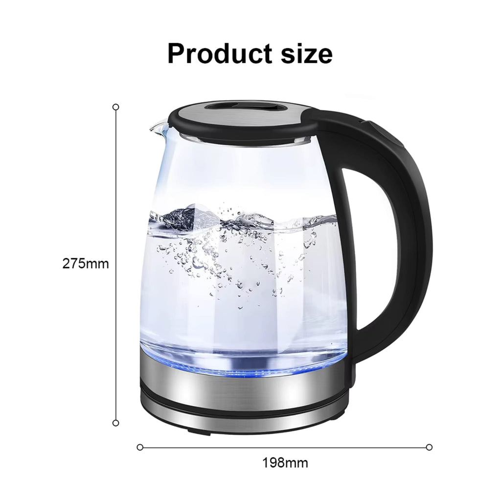 1.8L Electric Glass Kettle 1800W Fast Boil Water Heater with UK Plug