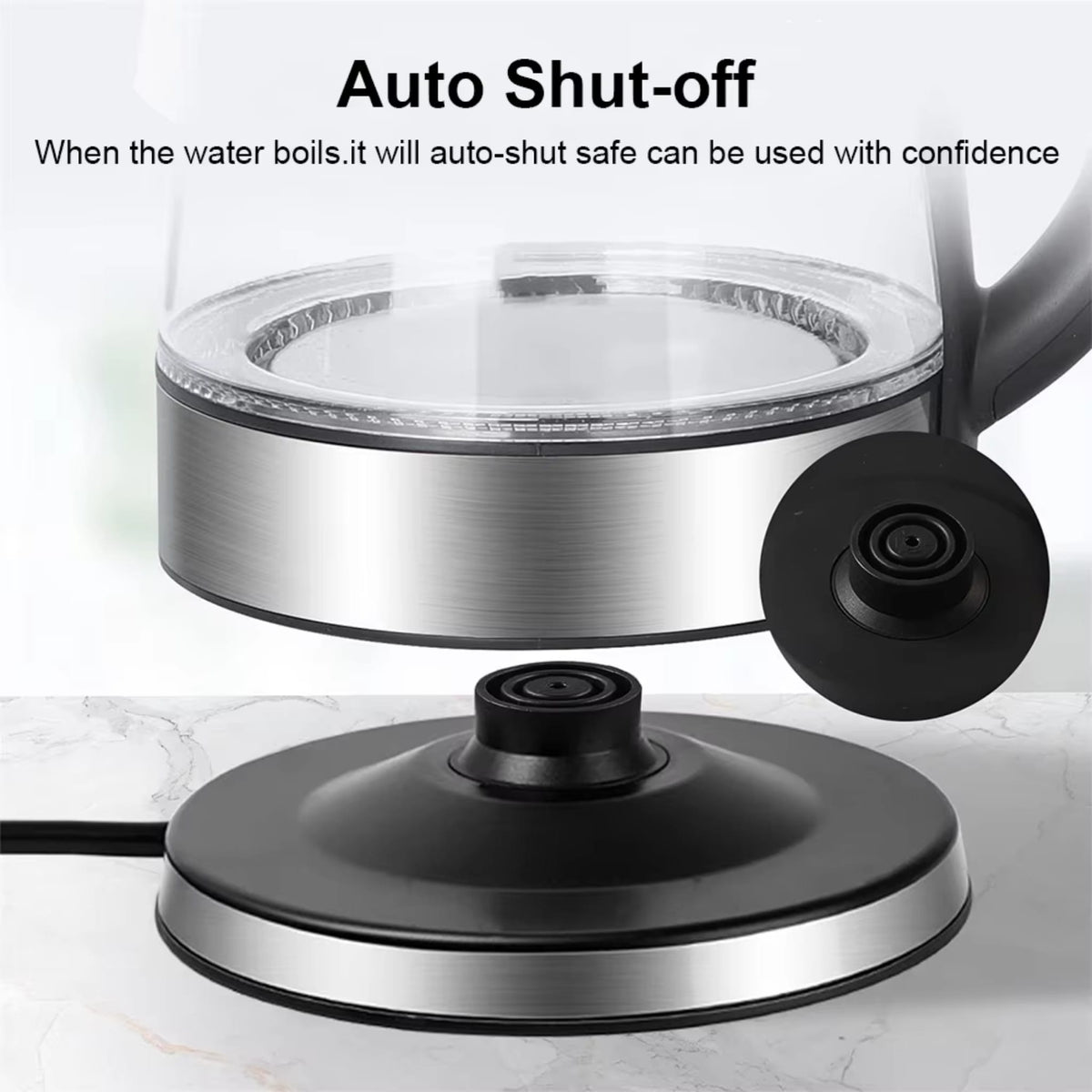 1.8L Electric Glass Kettle 1800W Fast Boil Water Heater with UK Plug