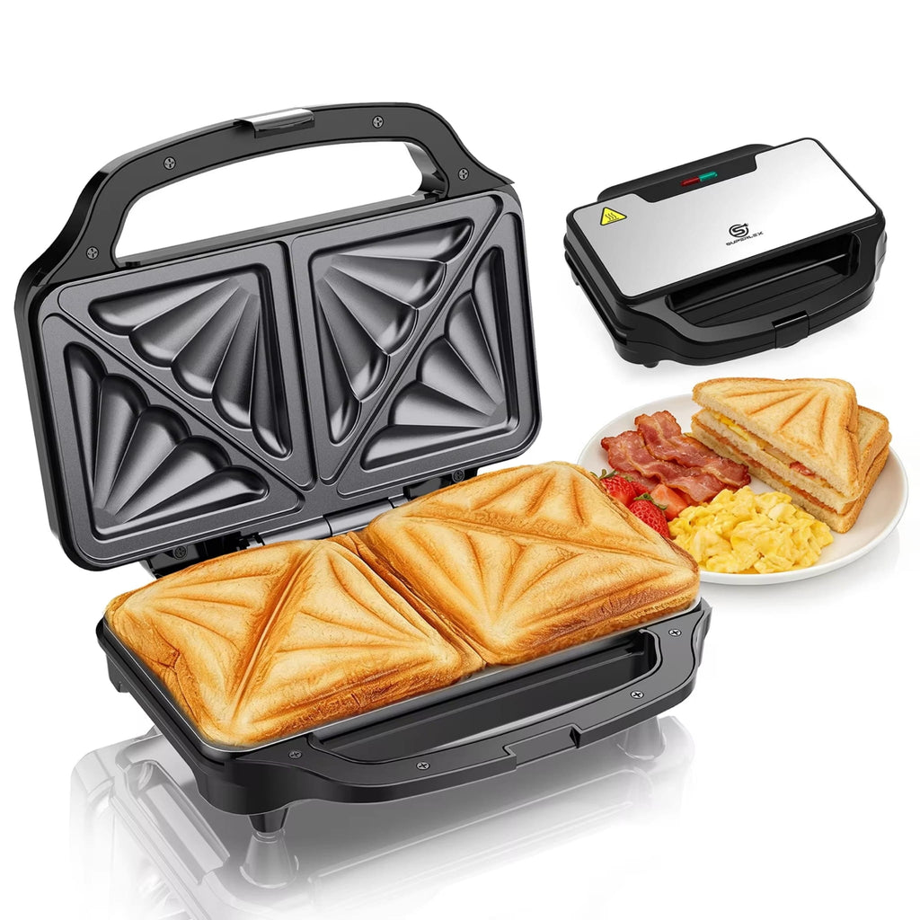 1000W Deep Fill Sandwich Maker with Non-Stick Plates, Temperature Control & UK Plug