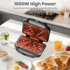 1000W Deep Fill Sandwich Maker with Non-Stick Plates, Temperature Control & UK Plug