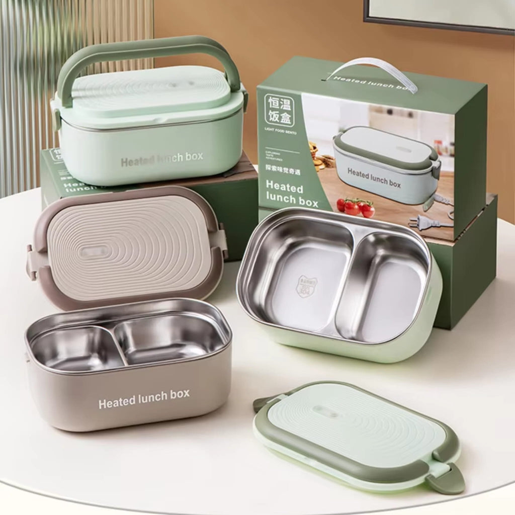 1L Electric Heated Lunch Box with Stainless Steel Food Container for Office, Home & Travel