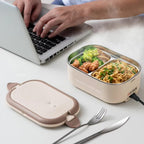 1L Electric Heated Lunch Box with Stainless Steel Food Container for Office, Home & Travel