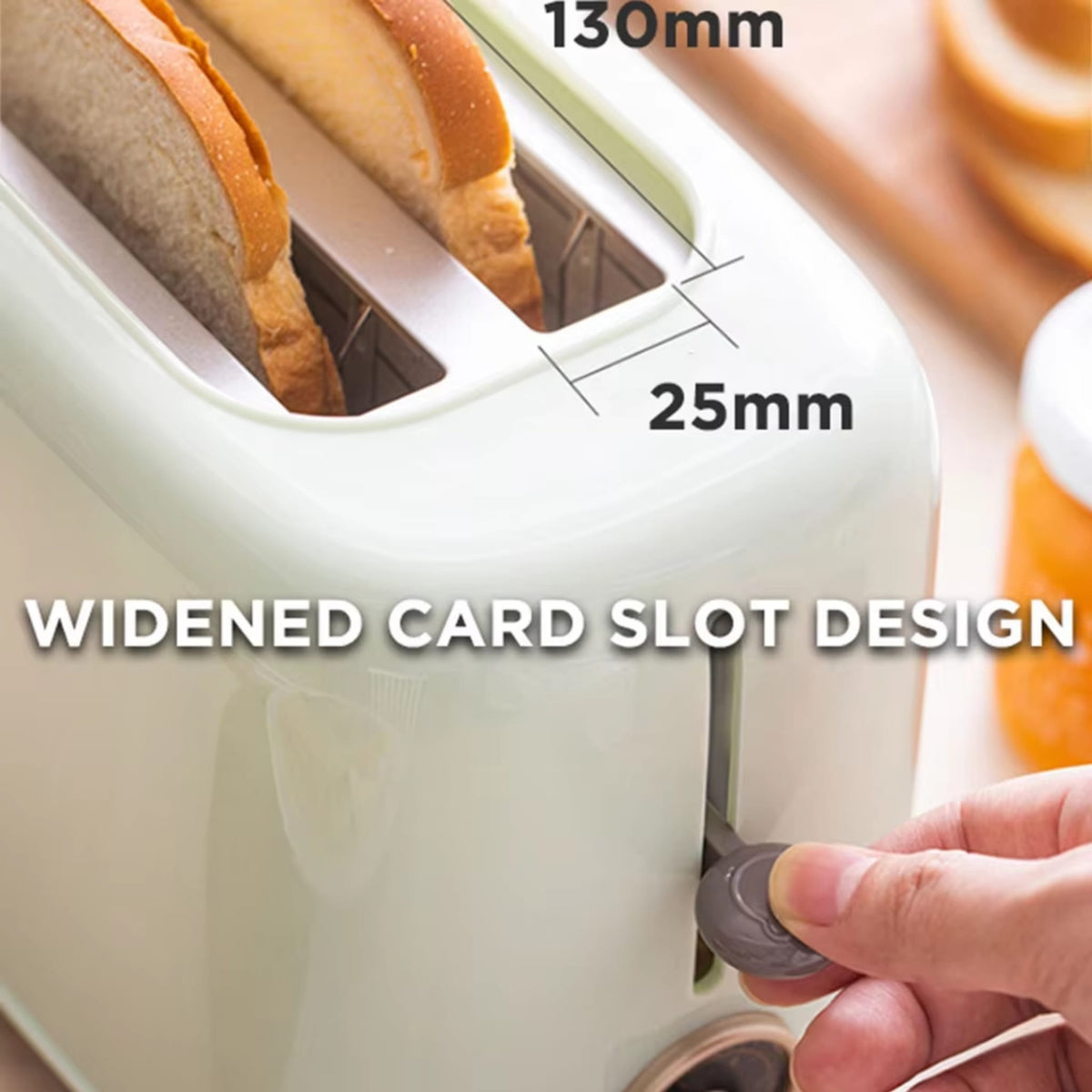 2-Slice Automatic Bread Toaster with Adjustable Browning Control for Breakfast Green color