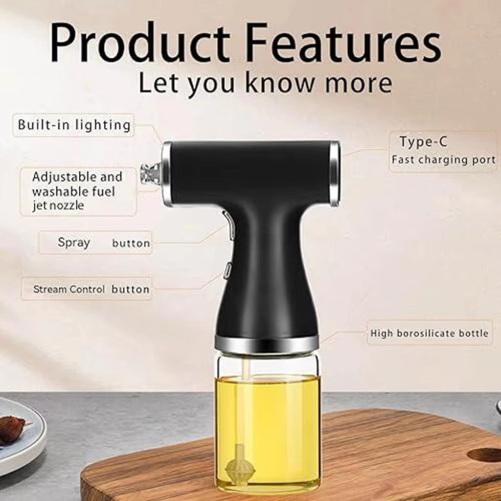2-in-1 USB-C Rechargeable Electric Oil Sprayer & Dispenser 260ml for Cooking & BBQ