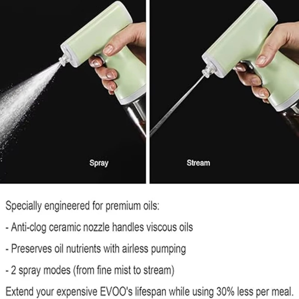 2-in-1 USB-C Rechargeable Electric Oil Sprayer & Dispenser 260ml for Cooking & BBQ