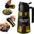 2-in-1 Olive Oil Sprayer & Dispenser 470ml Glass Bottle for Cooking