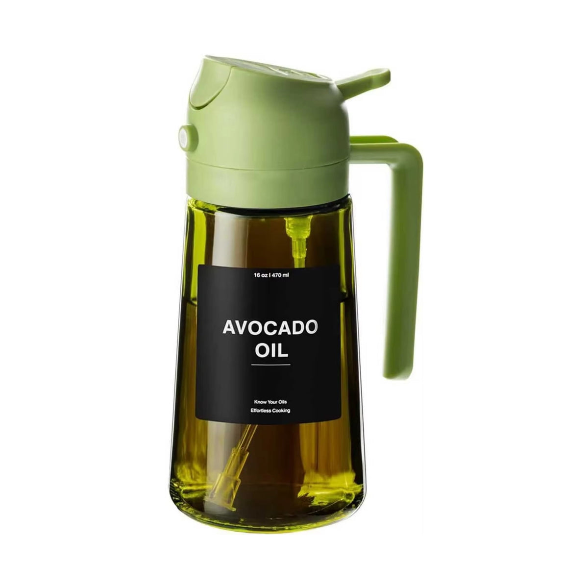 2-in-1 Olive Oil Sprayer & Dispenser 470ml Glass Bottle for Cooking