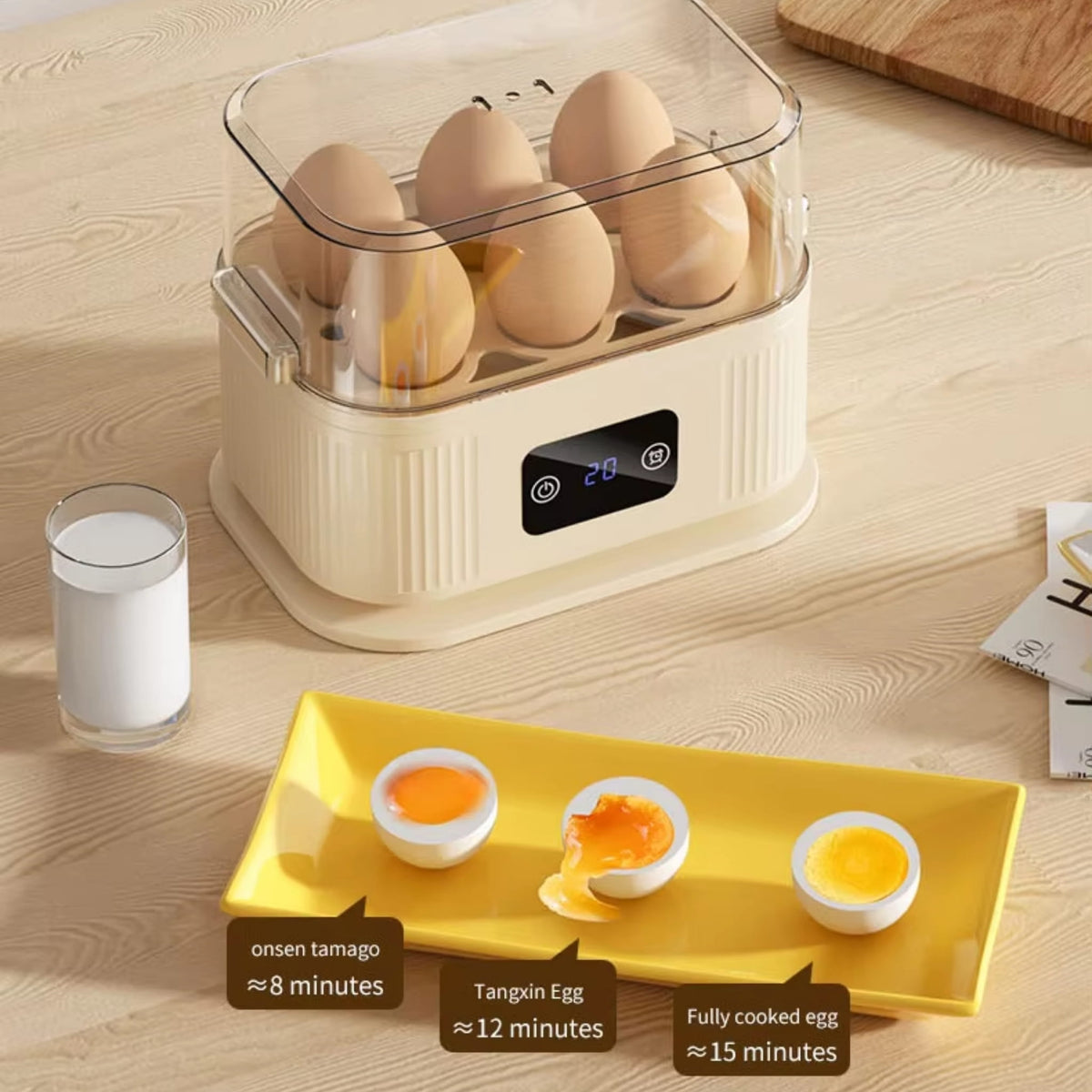 200W Electric Egg Cooker & Steamer with Timer for Quick Breakfast