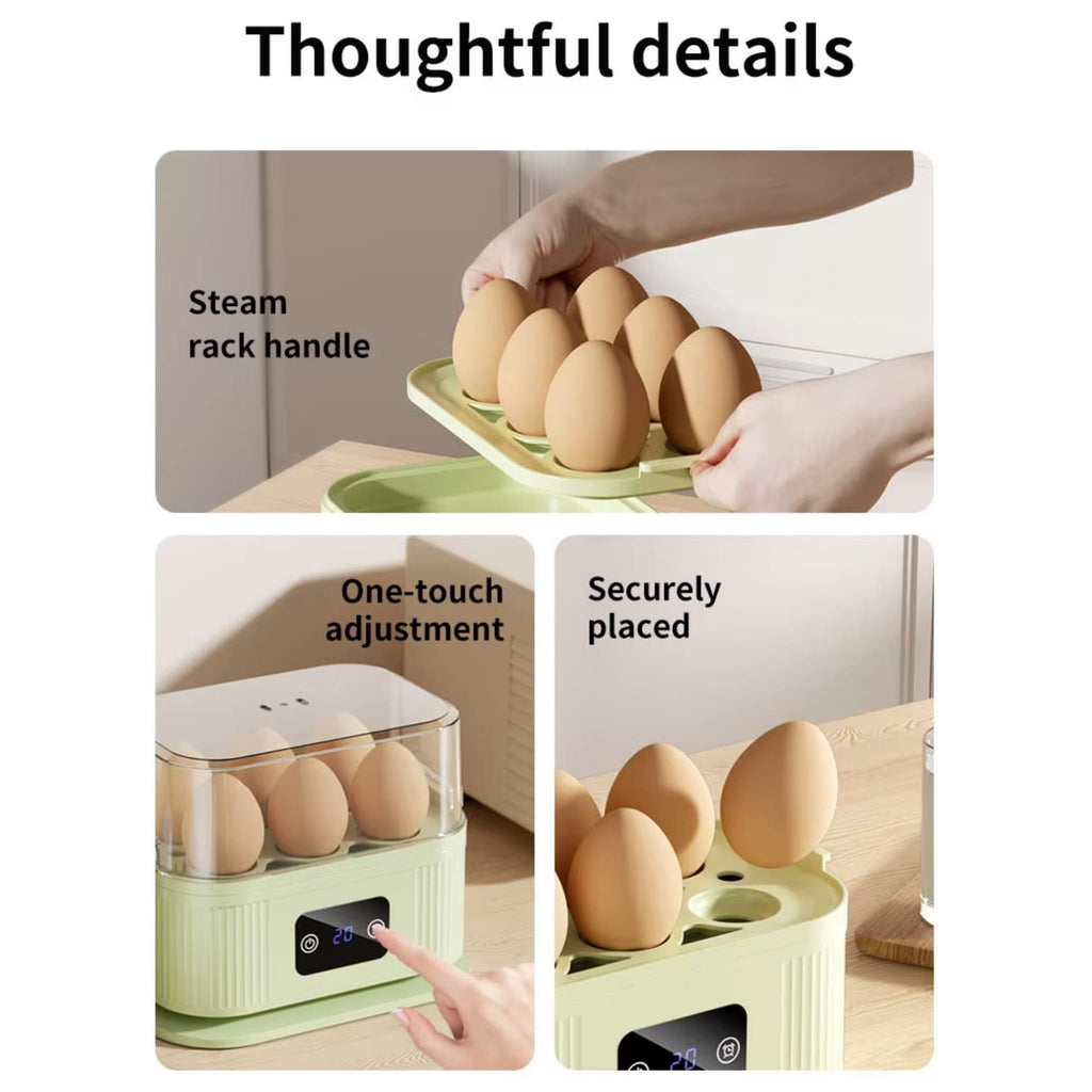 200W Electric Egg Cooker & Steamer with Timer for Quick Breakfast