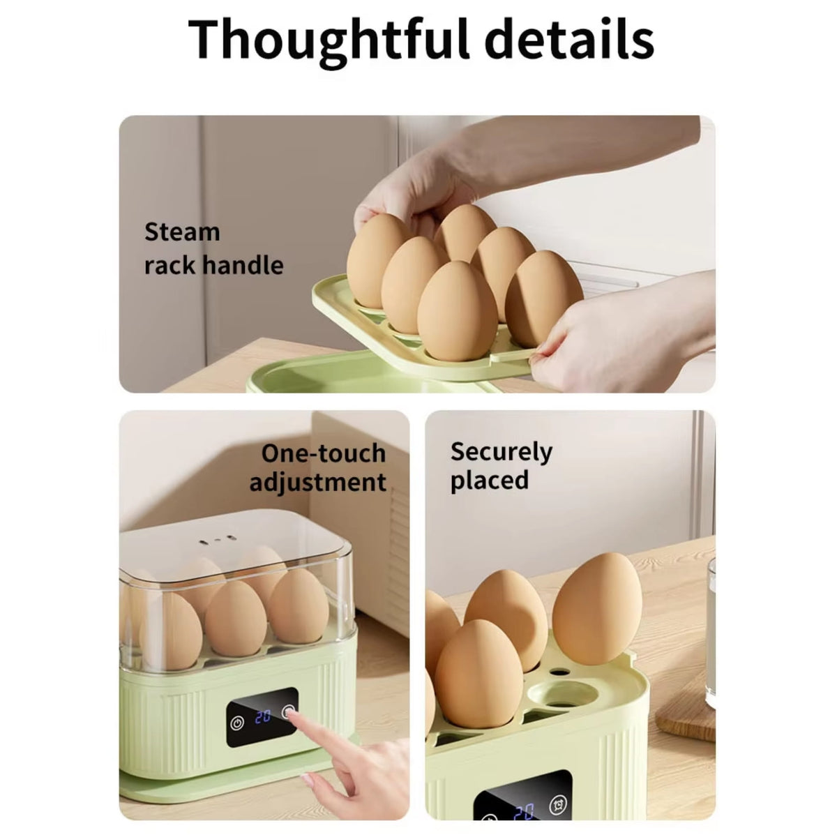 200W Electric Egg Cooker & Steamer with Timer for Quick Breakfast