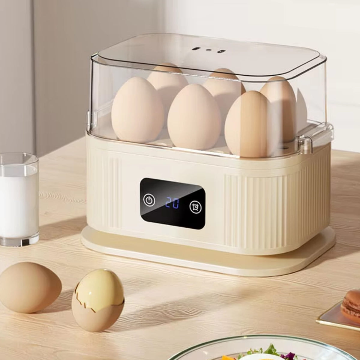 200W Electric Egg Cooker & Steamer with Timer for Quick Breakfast
