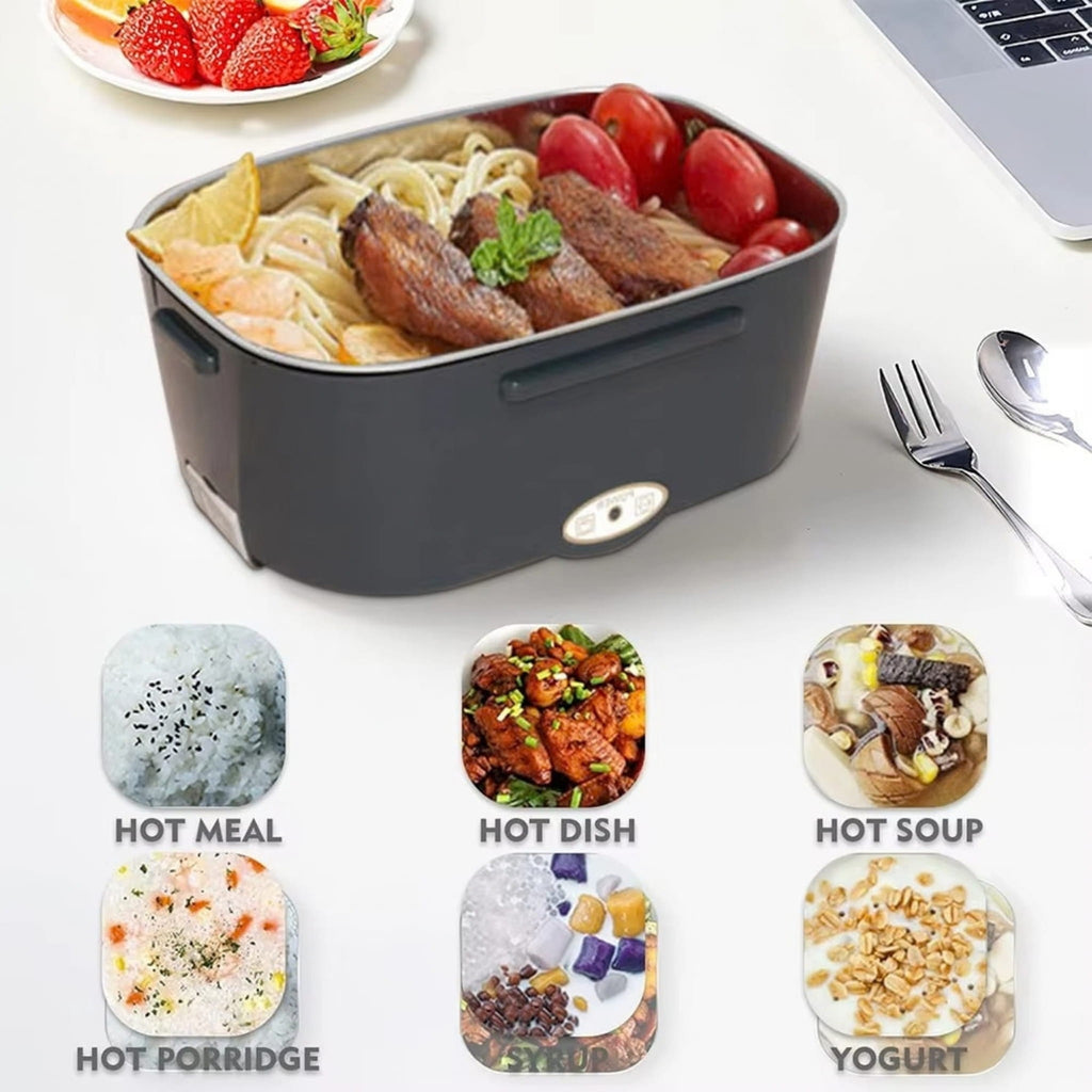 1.5L Electric Heated Lunch Box with 304 Stainless Steel Food Warmer for Car, Truck & Office