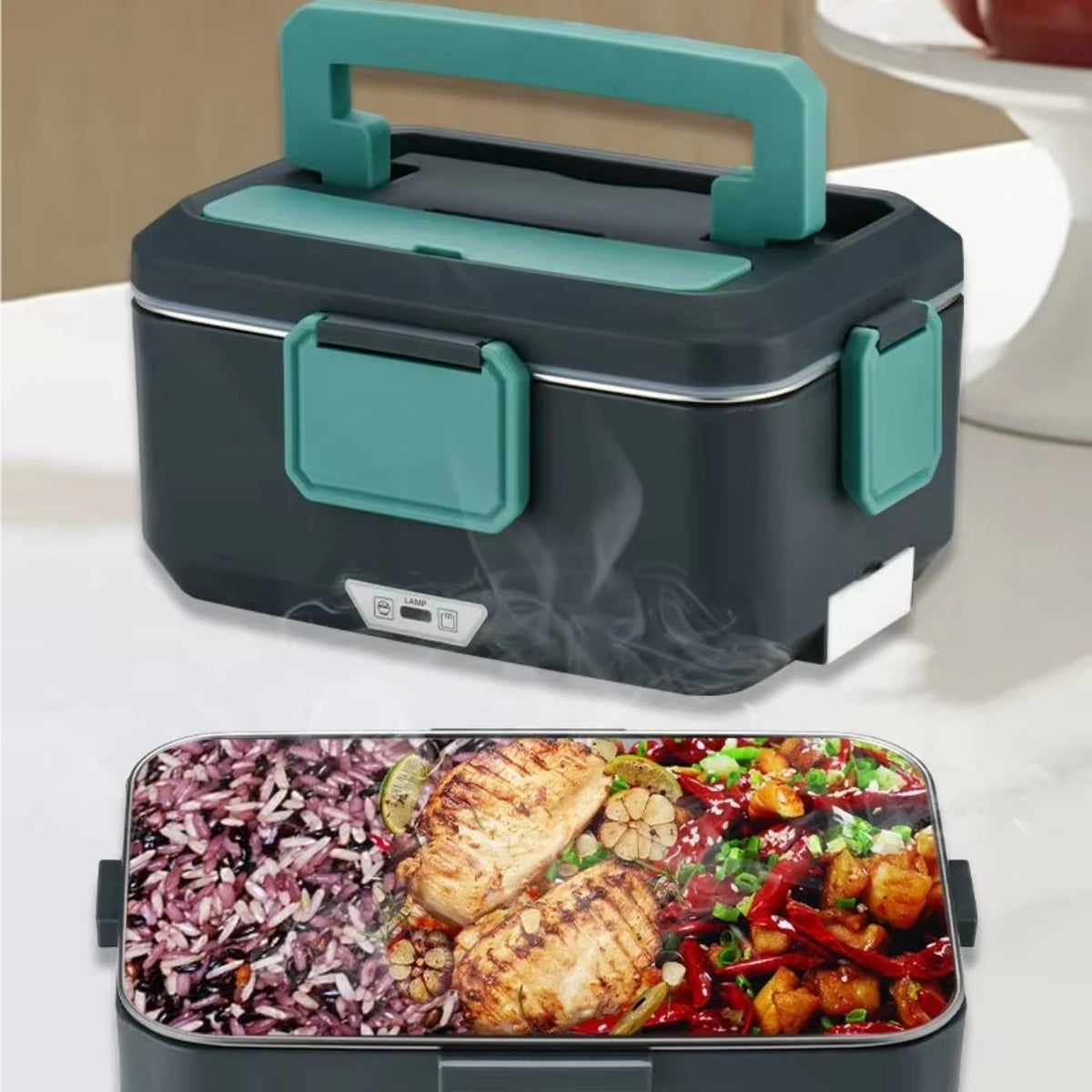 3.5L Electric Heated Lunch Box 90W Fast Heating Food Warmer for Home, Office & Car
