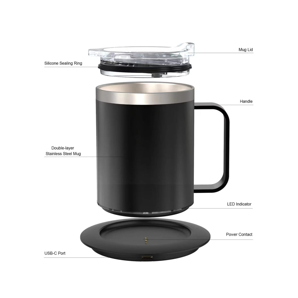 350ml USB Heated Coffee Mug with Smart Cup Warmer for Travel & Office