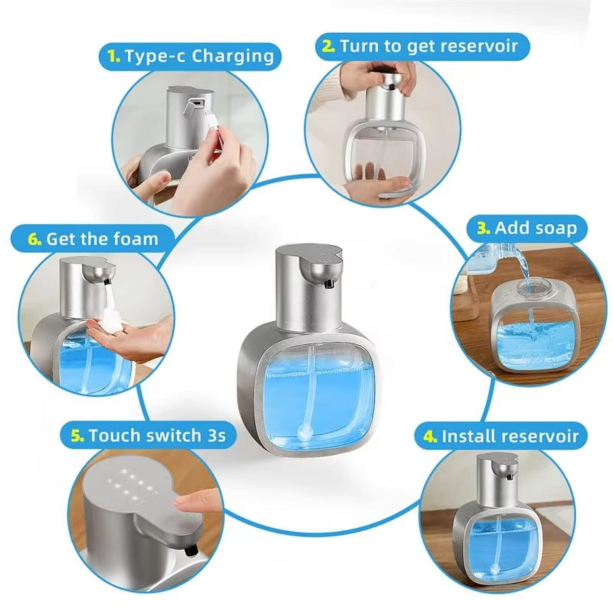 500ml Automatic Foam Soap Dispenser with Touchless Sensor & Rechargeable Design
