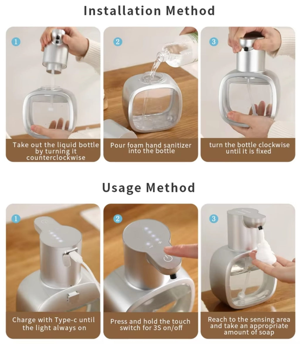 500ml Automatic Foam Soap Dispenser with Touchless Sensor & Rechargeable Design