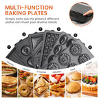 6-in-1 Sandwich Maker 750W with Non-Stick Interchangeable Plates & UK Plug