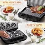 6-in-1 Sandwich Maker 750W with Non-Stick Interchangeable Plates & UK Plug