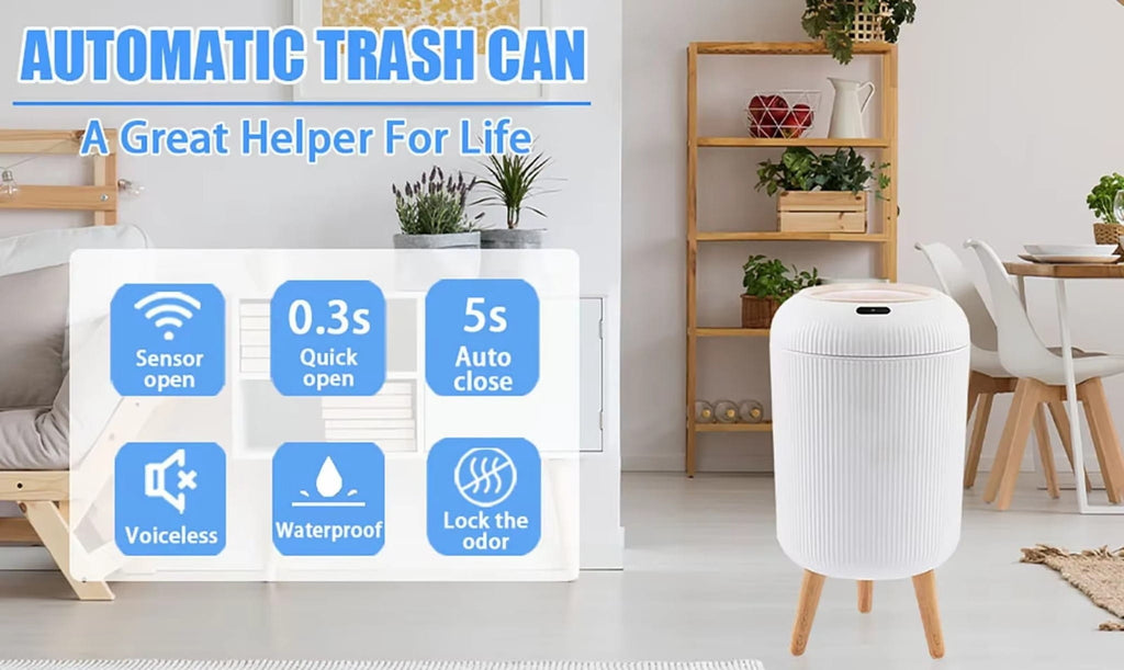 10L Automatic Smart Trash Can with Motion Sensor Lid for Kitchen, Bathroom & Bedroom