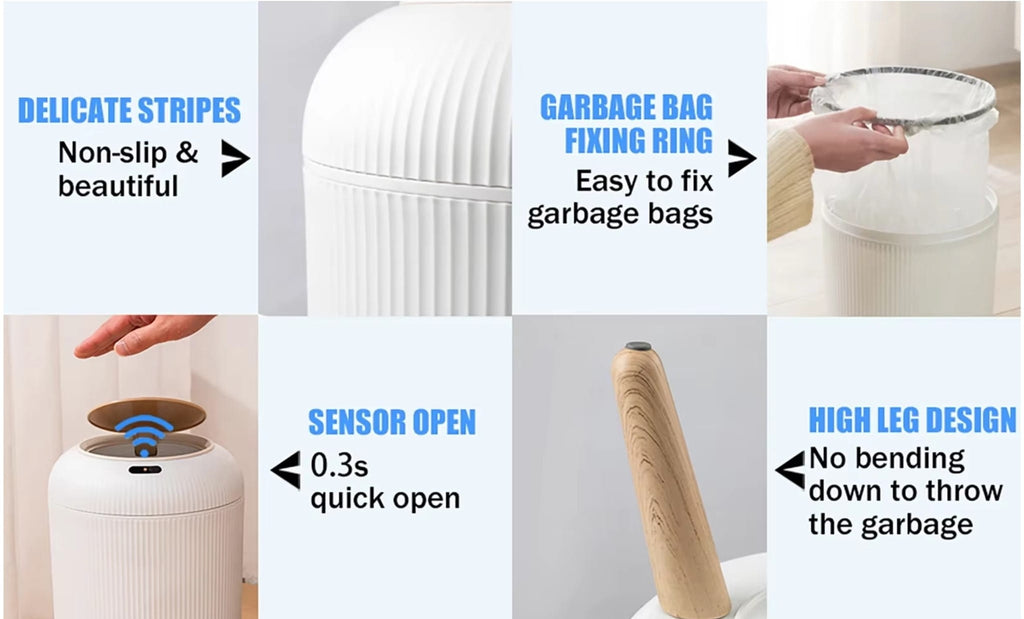 10L Automatic Smart Trash Can with Motion Sensor Lid for Kitchen, Bathroom & Bedroom