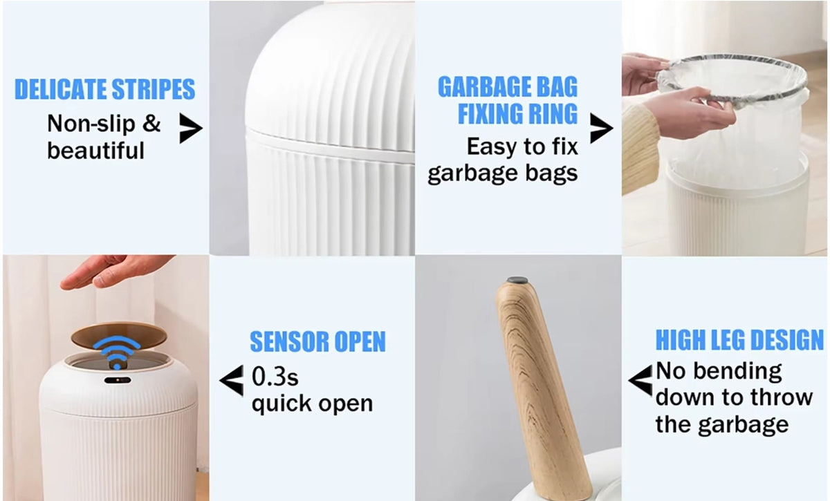 10L Automatic Smart Trash Can with Motion Sensor Lid for Kitchen, Bathroom & Bedroom