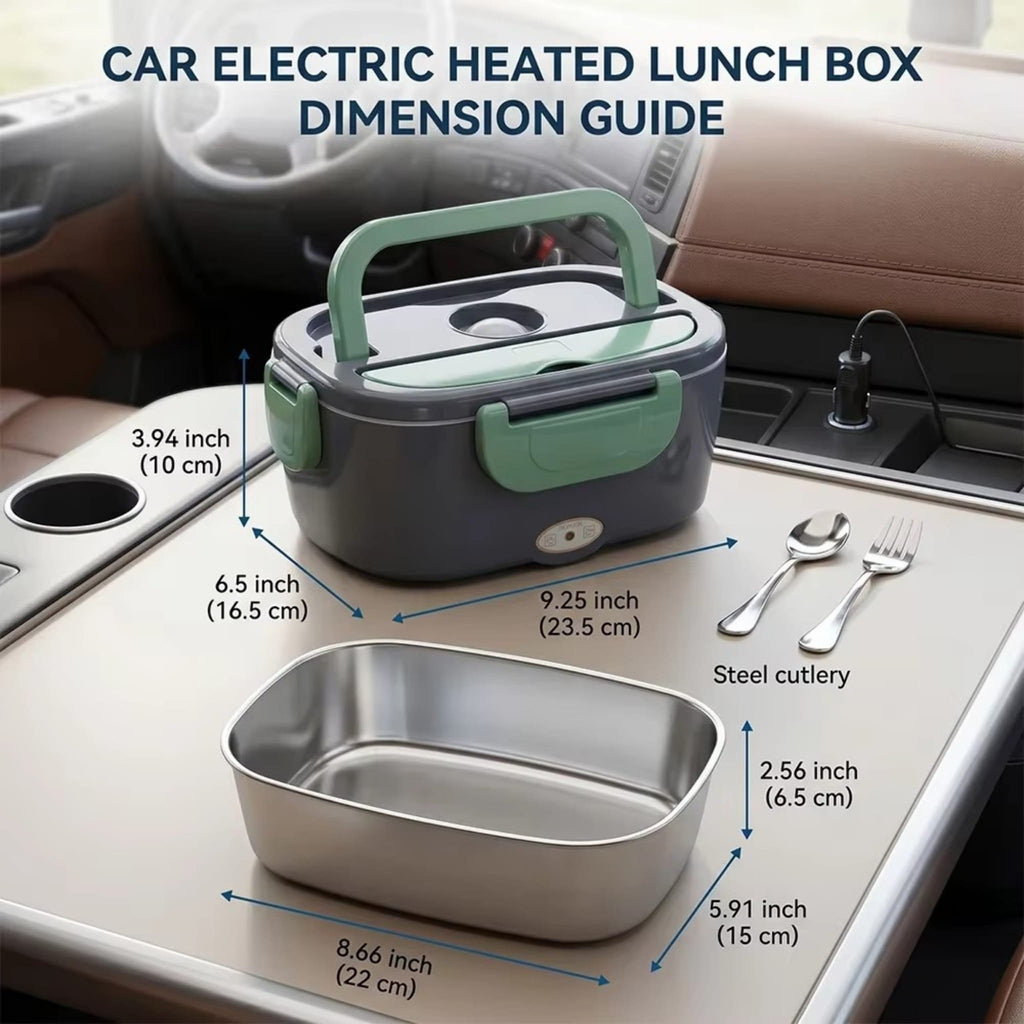 1.5L Electric Heated Lunch Box with 304 Stainless Steel Food Warmer for Car, Truck & Office