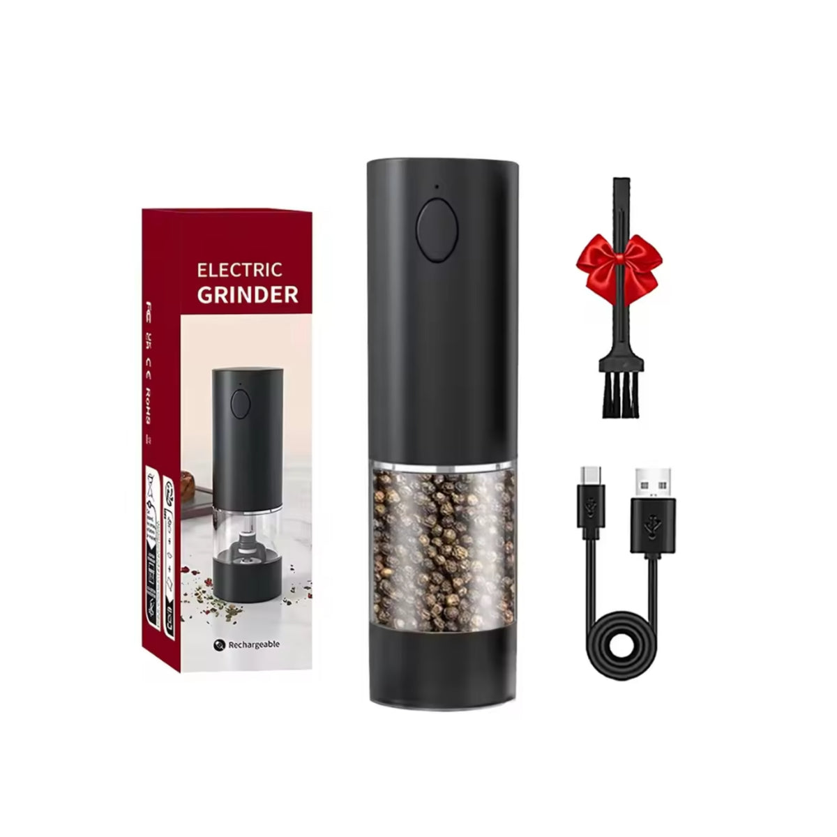 Electric Salt & Pepper Grinder Set with Charging Base & Adjustable Coarseness Rechargeable