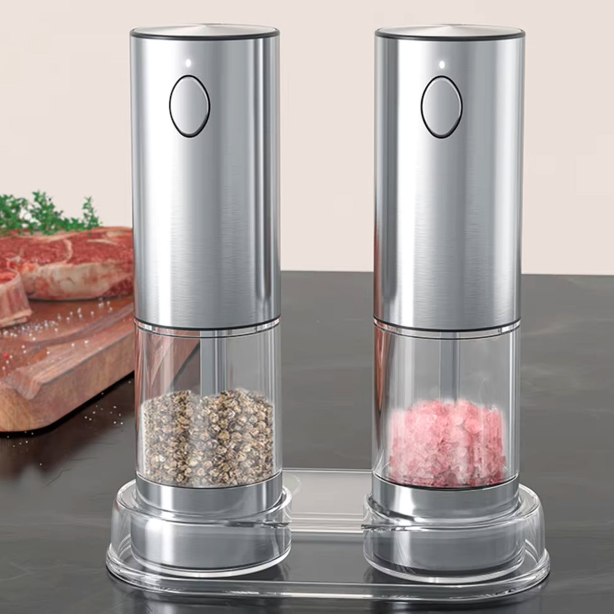 Electric Salt & Pepper Grinder Set with Charging Base & Adjustable Coarseness Rechargeable