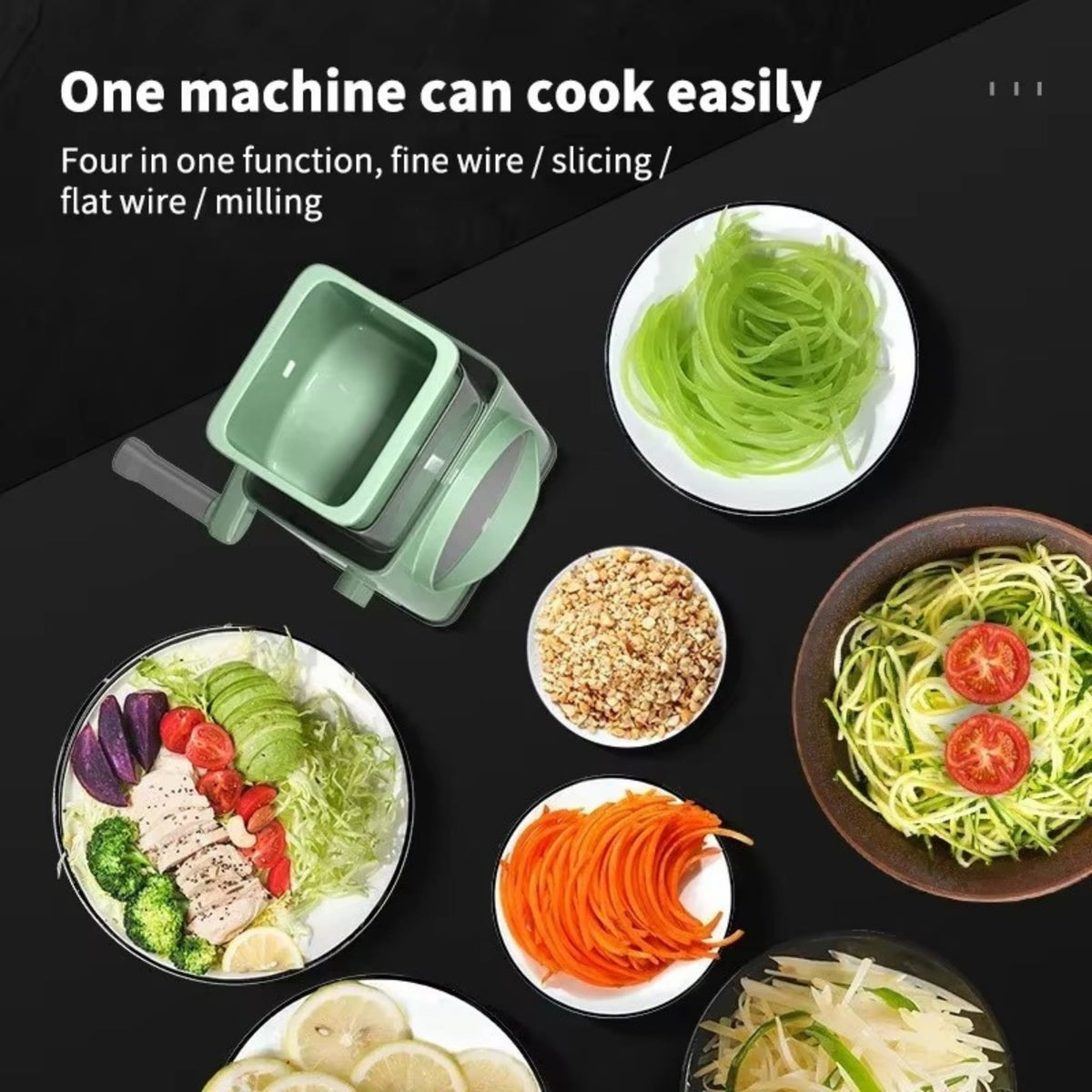 Manual Vegetable Cutter, Slicer, Grater & Shredder for Kitchen Prep 4-in-1