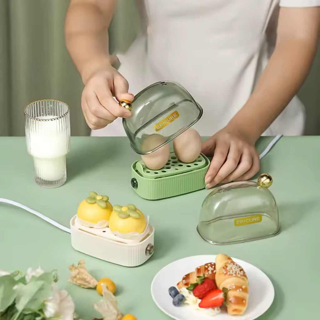 Mini Electric Egg Steamer & Cooker with Auto Shut-Off for Breakfast
