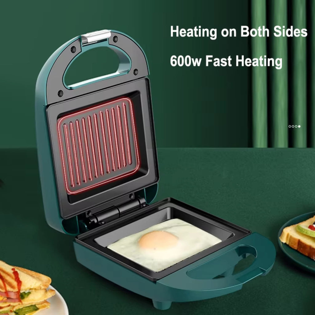 Portable Electric Sandwich Maker with Non-Stick Plates for Breakfast, Waffles & Toast