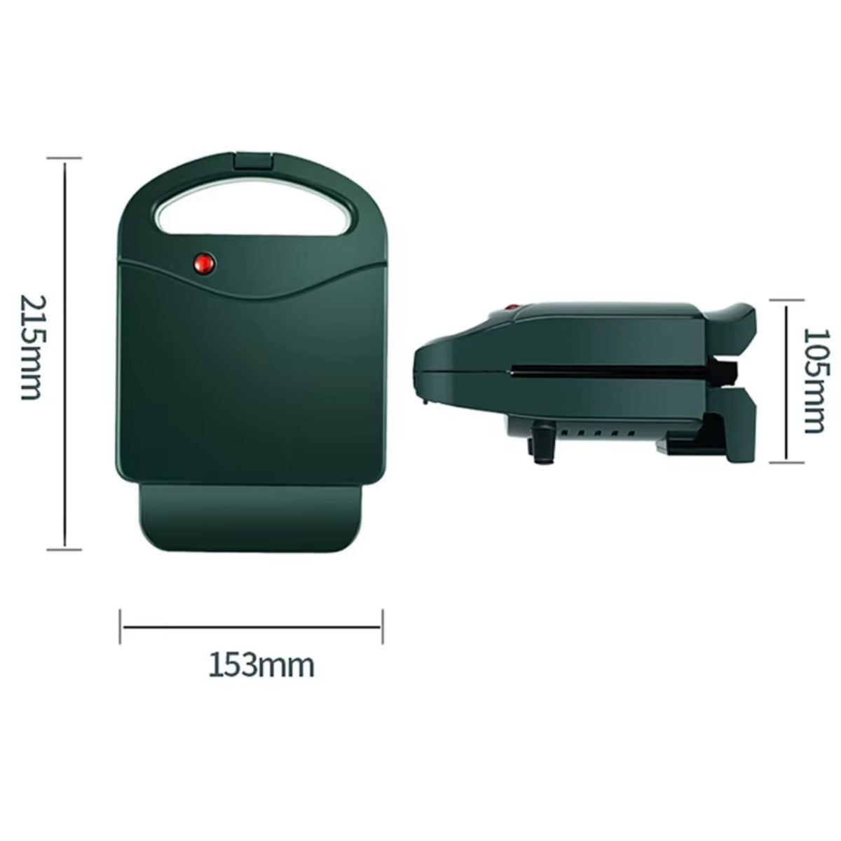 Portable Electric Sandwich Maker with Non-Stick Plates for Breakfast, Waffles & Toast