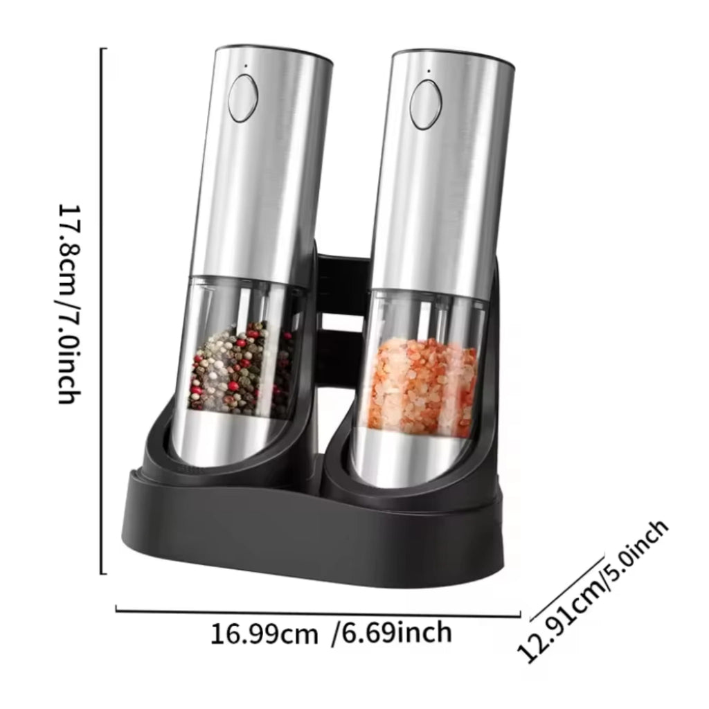 Electric Salt & Pepper Grinder Set with Charging Base & Adjustable Coarseness Rechargeable