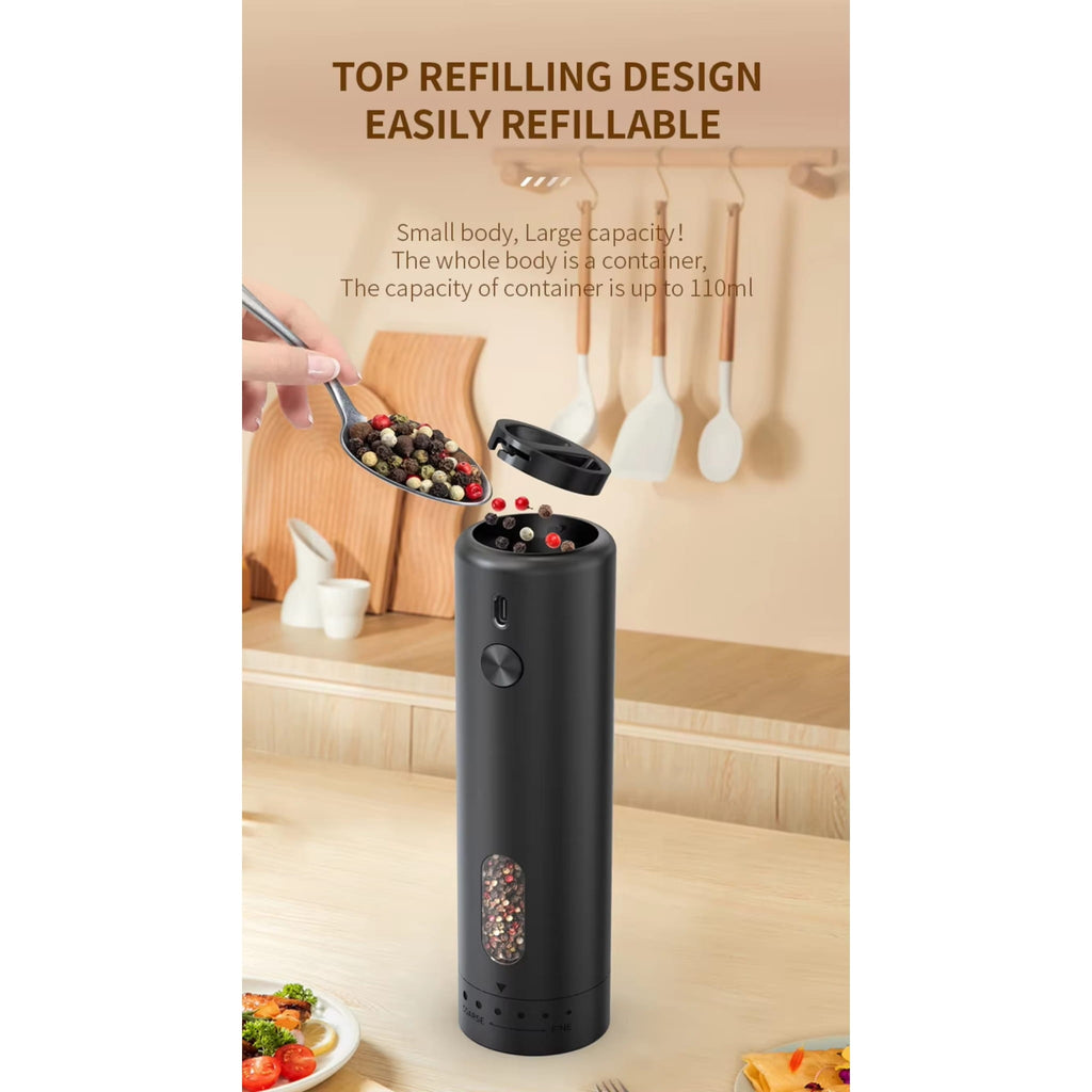 Rechargeable Electric Salt & Pepper Grinder with Adjustable Coarseness