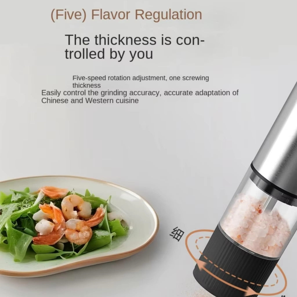 Rechargeable Electric Salt & Pepper Grinder with Adjustable Coarseness