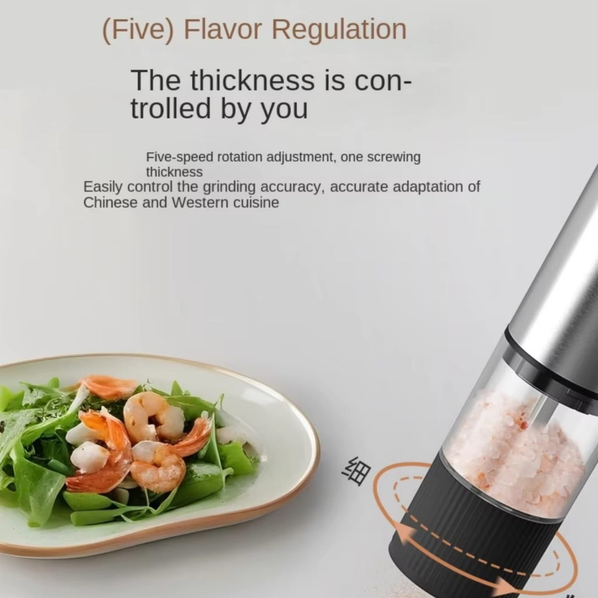 Rechargeable Electric Salt & Pepper Grinder with Adjustable Coarseness