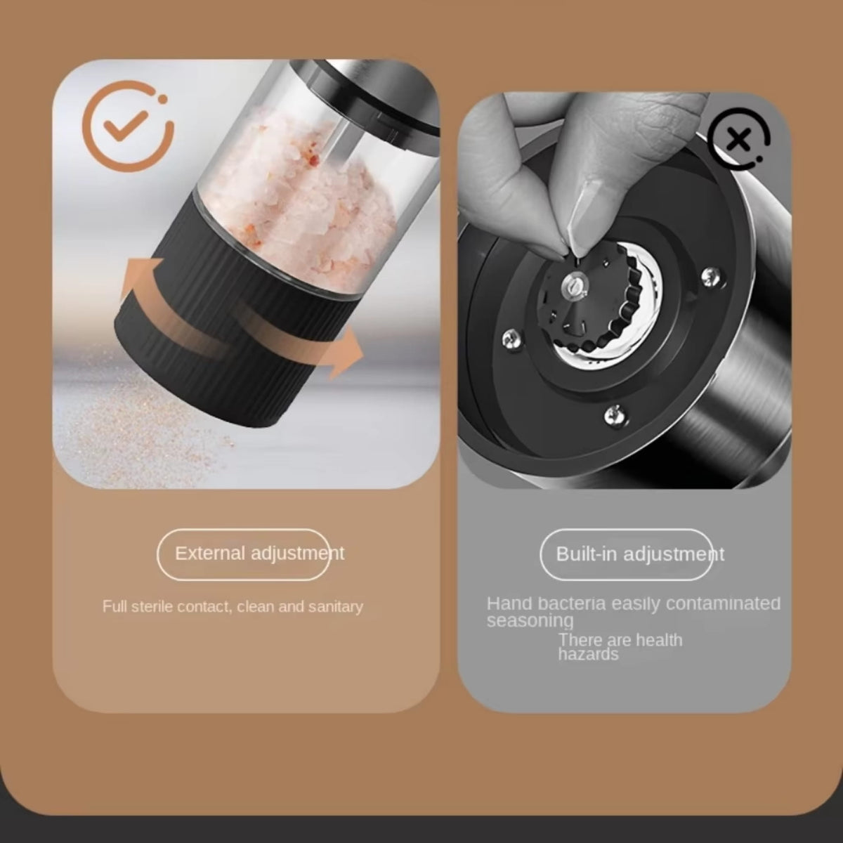 Rechargeable Electric Salt & Pepper Grinder with Adjustable Coarseness