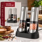 Electric Salt & Pepper Grinder Set with Charging Base & Adjustable Coarseness Rechargeable