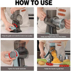 Rotary Cheese Grater & Vegetable Slicer with Stainless Steel Drums