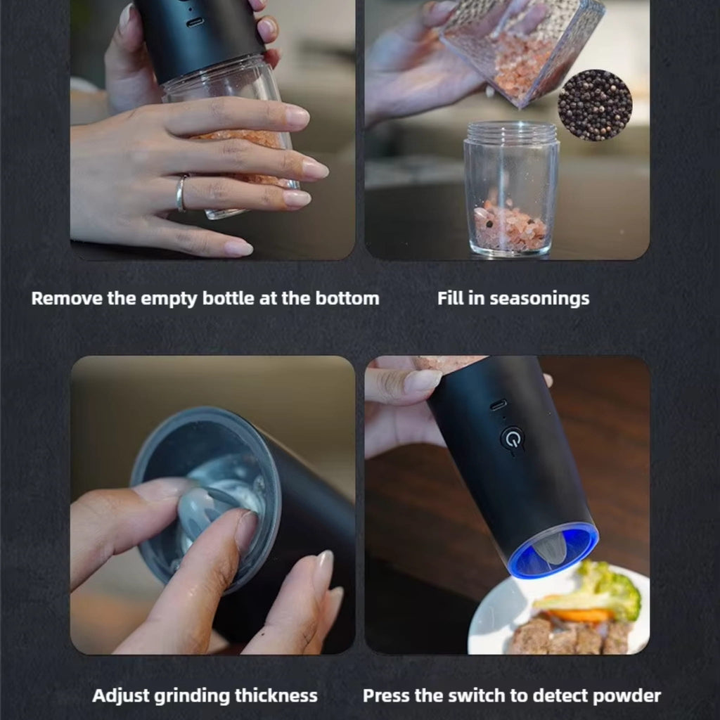 USB Rechargeable Electric Salt & Pepper Grinder with Adjustable Coarseness & Large Capacity