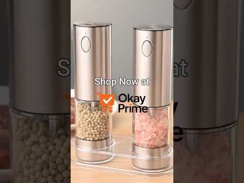 Electric Salt & Pepper Grinder Set with Charging Base & Adjustable Coarseness Rechargeable