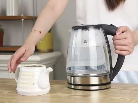 1.8L Electric Glass Kettle 1800W Fast Boil Water Heater with UK Plug